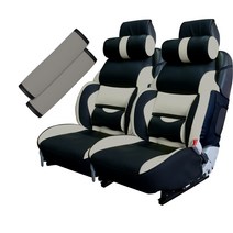 카월드 자동차 리무진 시트커버 1열 2p + 안전벨트커버 2p 세트, 1세트, 블랙그레이