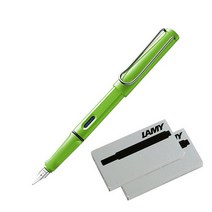LAMY 사파리 만년필 + 잉크카트리지 2p, F, 그린(만년필)