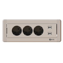 비아이에스 수동 회전 3구 멀티탭 USB 샴페인골드 BID-203M, 1개