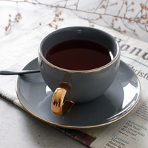 에크렌 24K 골드 노블 커피잔 1인 세트, 그레이블루, 1세트