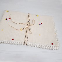 문스토리 우주선 자수 4중 거즈 블랭킷, 아이보리