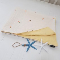 문스토리 파인애플 거즈 2겹 4중 블랭킷, 아이보리 + 옐로우
