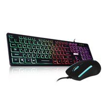 앱코 RGB LED 멤브레인 키보드 마우스 세트, KM120, 블랙, 일반형