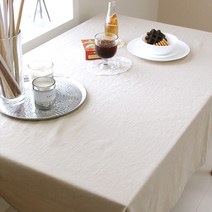 바이지미 코지 린넨 테이블보, 베이지, 2인(110 x 110 cm)