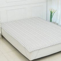 아잠 고정밴딩 알러지케어 침대패드, 스트라이프그레이