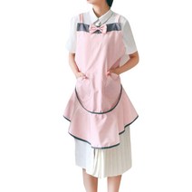 윰스 스커트 리본 포인트 앞치마, 핑크, 1개