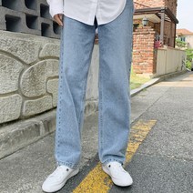 오키진 여성용 롱라인 데님 배기 팬츠