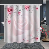 알럽홈 장미꽃 럭셔리 샤워커튼 라이트핑크 180 x 200 cm, 1개