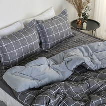 달콤한하루 모던체크 트윈 극세사 차렵이불 세트