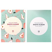 투영디자인 80포켓 포토앨범 2종 세트, 푸르츠, 스카이블루, 40매