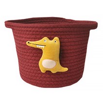 더플로우컴퍼니 귀여운 다용도 캐릭터 코튼 손잡이 바구니, 와인 악어, 1개