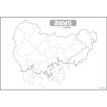 지도닷컴 우리나라 도별 백지도 경상남도 코팅형 소, 1개