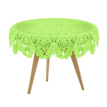 마켓감성 크로쉐 니팅 뜨개질 라운드 식탁보, 그린, 95~100cm