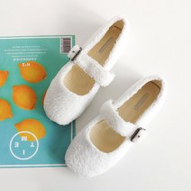 여성용 푸들 기모 메리제인 플랫슈즈