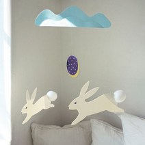 폼폼 토끼 모빌 DIY 세트, 혼합색상