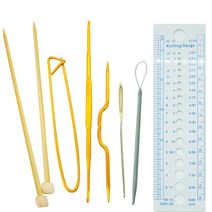 크래프트하우스 막힘대바늘 5.5mm 2p + 마감핀 + 코바늘3/5 + 꽈배기핀 + 돗바늘 + 실끼우기 + 게이지자, 혼합색상, 1세트