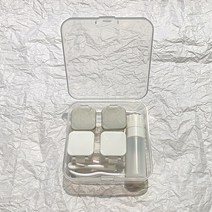 알럽뷰 휴대용 콤팩트 렌즈케이스 2p + 보관함, 스퀘어 화이트그레이, 1세트
