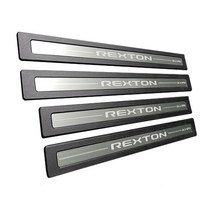 CAIMAN 메탈 도어스커프 1열 좌 + 우 + 2열 좌 + 우 세트, 렉스턴 스포츠, 혼합색상, 쌍용