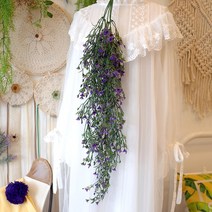 블랑쉬 퍼플 플라워 넝쿨 조화 벽걸이 장식, 혼합색상