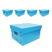 바른산업 이사박스 정리함 B형 박스 5p + 스냅 단추 100p, 스카이블루(박스), 스냅 단추 (화이트), 1세트