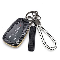 그린텍 쉐보레 자동차 전용 프리미엄 카본 키케이스 VER 3, 골드크롬+체크화이트, 쉐보레 전용타입