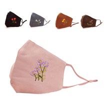 시원하고 숨쉬기편한 필터교체 꽃자수 먼지차단 골덴 마스크 랜덤발송, 1개입, 5개