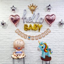 위시샵 베이비샤워 파티용품 풍선 세트, 블루, 랜덤색상(손펌프), 1세트