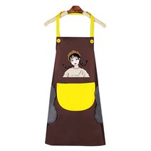 일러스트 홀터넥 배색 앞치마 A, 커피옐로우, 1개