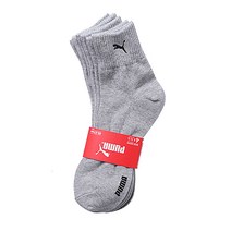 푸마 파일 이중쿠션 기능성 스포츠 캐주얼 중목양말 4족 세트, 그레이
