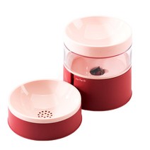 딩동펫 반려동물 원형 레이어 반자동 급수기 + 급식기 세트, 핑크, 1세트