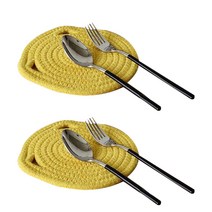 양손컴퍼니 고양이 테이블 매트 2p, 머스타드, 30cm