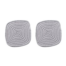 감동픽 손뜨개 식탁매트 2p, 연회색, 16 x 16 cm