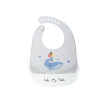 메리본 아기 이유식 실리콘 턱받이, 고래, 1개