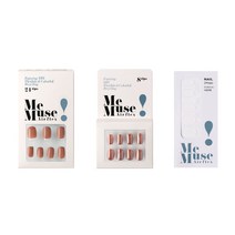 미뮤즈 DIYN REUSE 세트 파스텔브라운, 베이직 네일팁 + 미러 네일팁 + 리필 점착제, 1세트