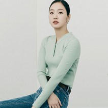 마인드브릿지 여성용 RNPBT 슬림핏 골지 브이넥 버튼장식 니트 MUKT2203