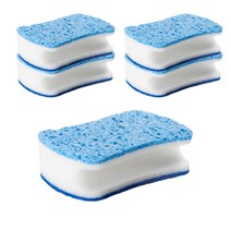 퀵살림 설거지 청소용 솔 다목적 행주 수세미 블루 + 화이트 150 x 110 x 40 mm, 1개, 5개입