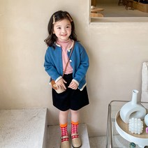 앤젤아이 아동용 5버튼 라운드 줄 가디건