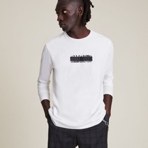 올세인츠 남성용 STAMP LAMINATE LS CR Graphic T-Shirt