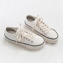 디아 여성용 캔버스 통굽 패브릭 스니커즈 3cm