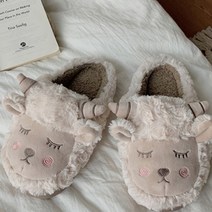 조이슈 여성용 헤르소 양무늬 따뜻한 털 슬리퍼
