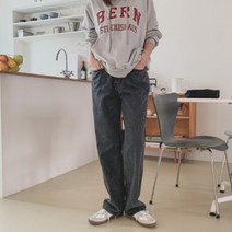 시크블랙 여성용 지에트 밴딩 와이드 데님팬츠 PT8218K18