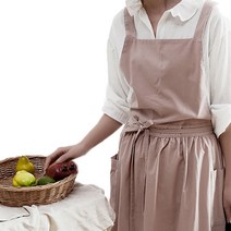 유로와 여성용 심플 감성 원예 주방 주부 앞치마 작업용 URO109, 핑크, 1개