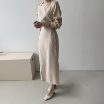 페이퍼먼츠 스퀘어넥 허리 랩 모던 롱 원피스 00796