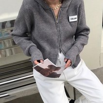 페이퍼먼츠 여성용 셀린 후드 투웨이지퍼 니트 집업 가디건 00555
