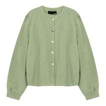 비엔엑스 라운드넥 보석 단추 포근한 블라우스