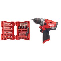 밀워키 충전 함마 해머드릴 드라이버 베어툴 M12 FPD-0C 12V + 하드케이스 + 비트 33종 세트, 1세트