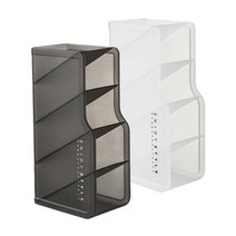 유스몰 반투명 칸칸 세로 수납통 2종 세트, 화이트, 블랙, 1세트