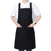 라미아스텔라 면 H형 무지 카페 바리스타 앞치마, 블랙, 1개