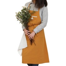 리씨상점 린넨 베이킹 주방 앞치마, 옐로우, 1개