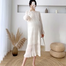 민성컴퍼니 임산부 일자 핏 레이스 롱 원피스